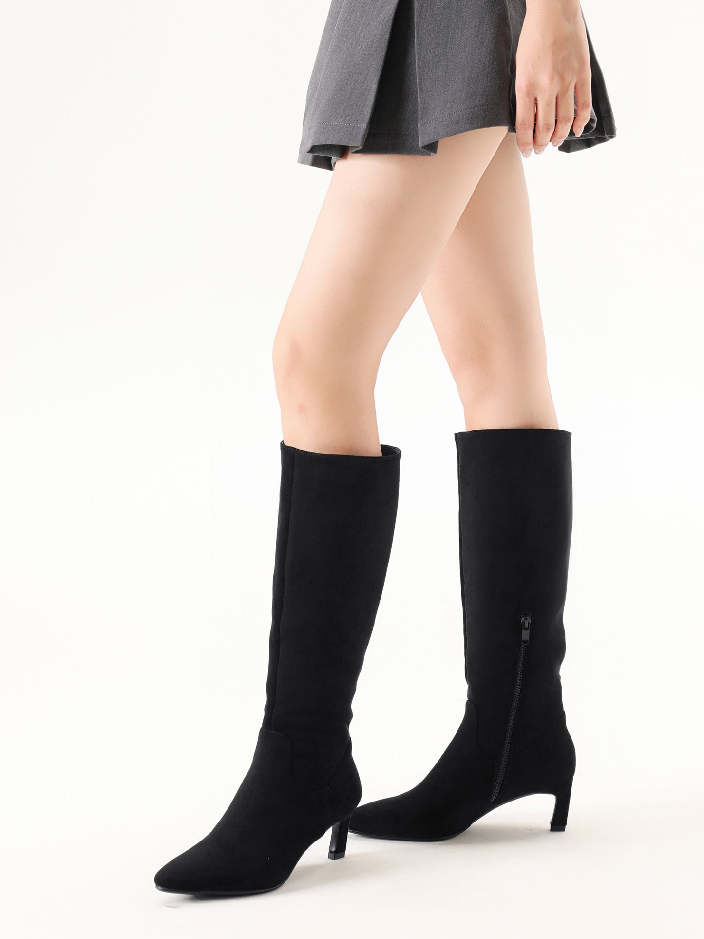 Kitten Heel Knee High Boots